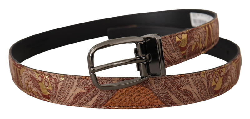 Cinto Dolce & Gabbana de couro multicolorido em relevo com fivela de metal preto
