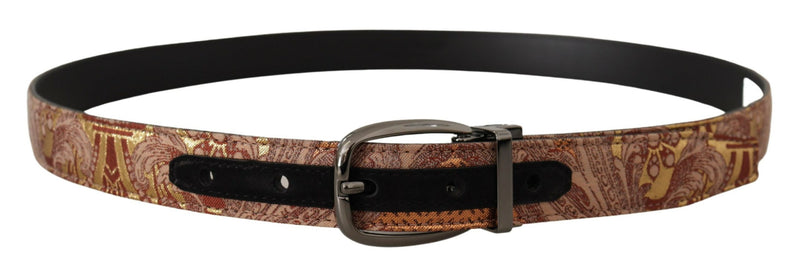 Cinto Dolce & Gabbana de couro multicolorido em relevo com fivela de metal preto