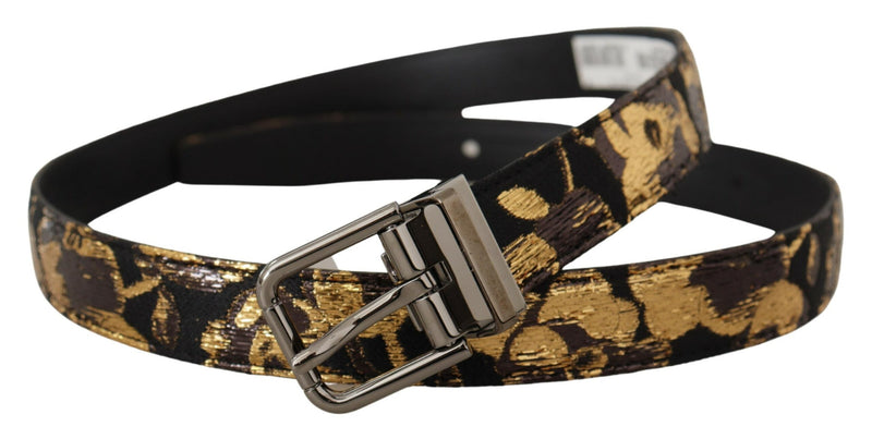 Ceinture en cuir jacquard multicolore avec logo et boucle en métal Dolce & Gabbana