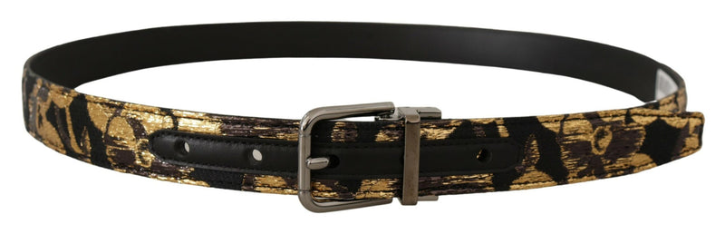 Ceinture en cuir jacquard multicolore avec logo et boucle en métal Dolce & Gabbana