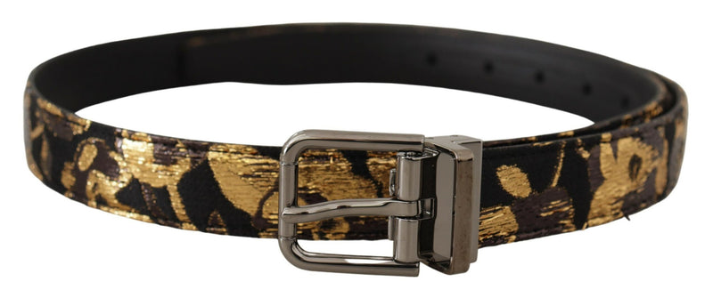 Ceinture en cuir jacquard multicolore avec logo et boucle en métal Dolce & Gabbana