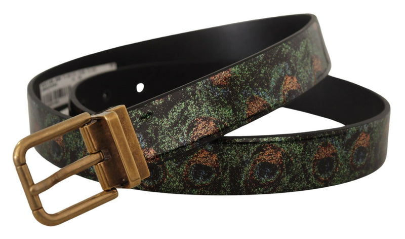 Ceinture en cuir Vernice Pavone multicolore avec détails en métal bronze Dolce & Gabbana