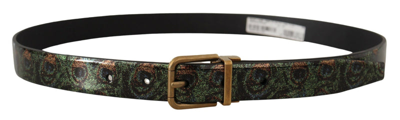Ceinture en cuir Vernice Pavone multicolore avec détails en métal bronze Dolce & Gabbana
