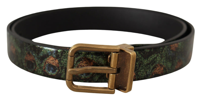 Ceinture en cuir Vernice Pavone multicolore avec détails en métal bronze Dolce & Gabbana