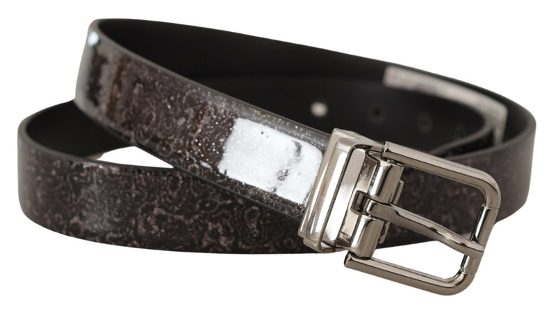 Ceinture Vernice à boucle en cuir verni noir pailleté Goccia Dolce & Gabbana