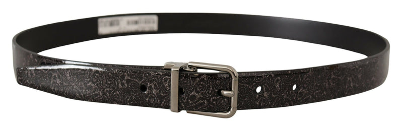 Ceinture Vernice à boucle en cuir verni noir pailleté Goccia Dolce & Gabbana