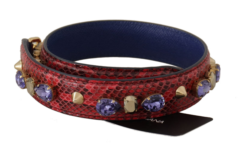 Alça de ombro para bolsa Dolce & Gabbana em couro exótico vermelho com cristais