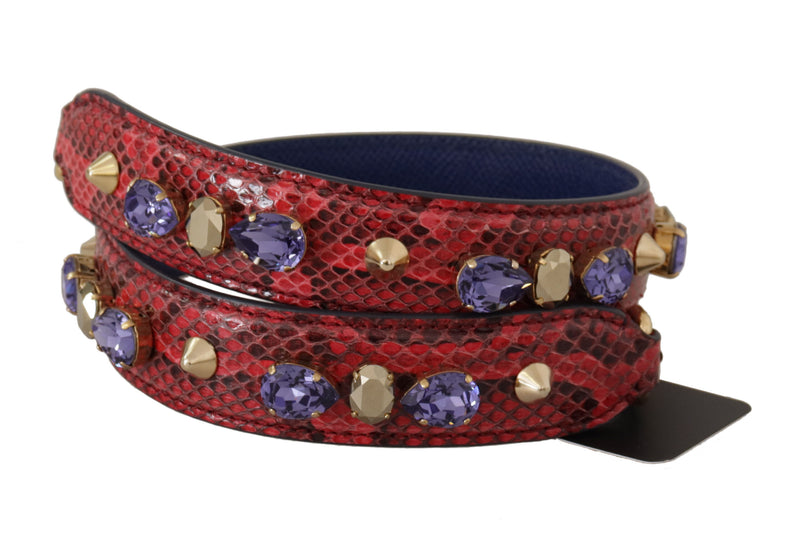 Alça de ombro para bolsa Dolce & Gabbana em couro exótico vermelho com cristais