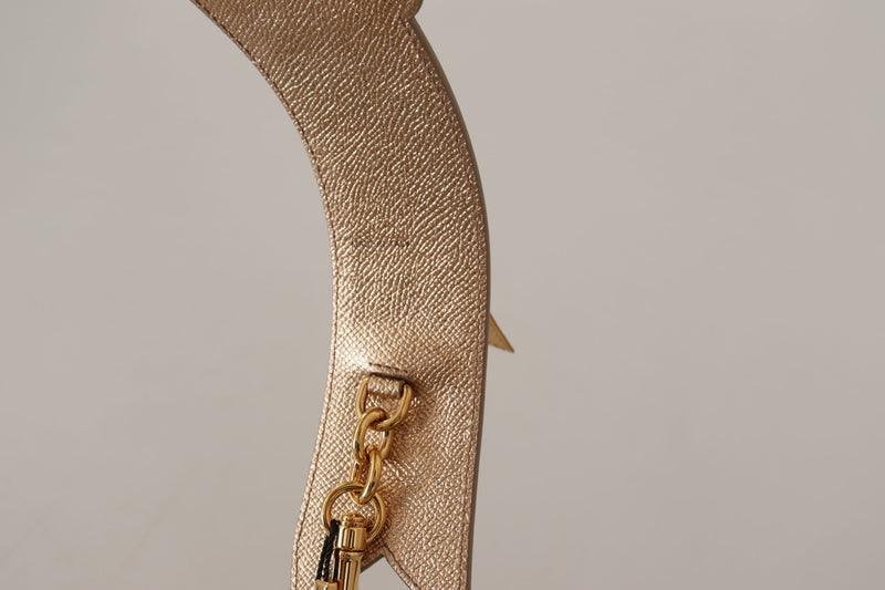 Alça de ombro para bolsa Dolce & Gabbana em couro dourado com patch LOVE