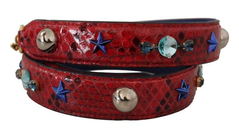 Correa para hombro de piel exótica roja con cristales de Dolce & Gabbana