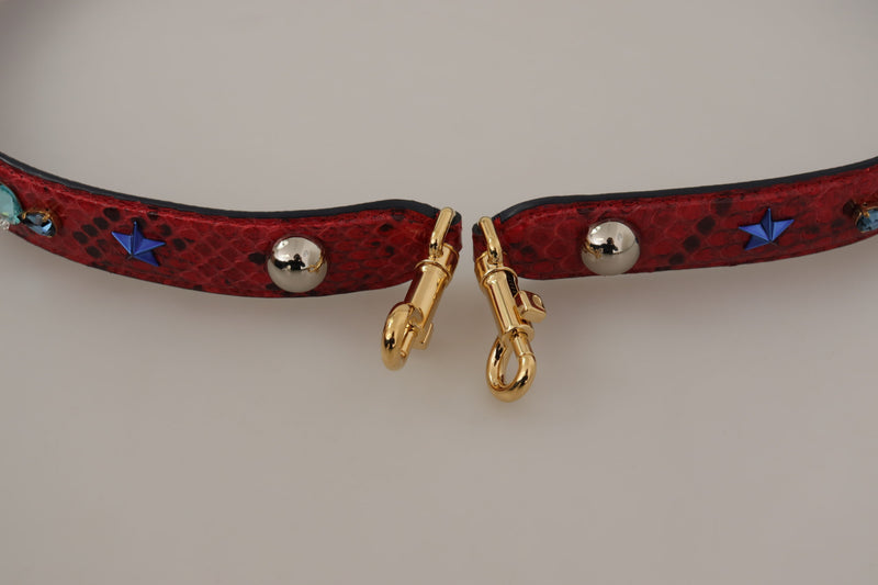 Correa para hombro de piel exótica roja con cristales de Dolce & Gabbana