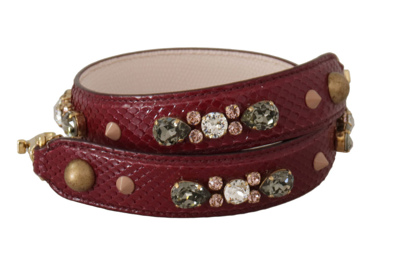Alça de ombro para bolsa Dolce & Gabbana de couro bordô com cristais