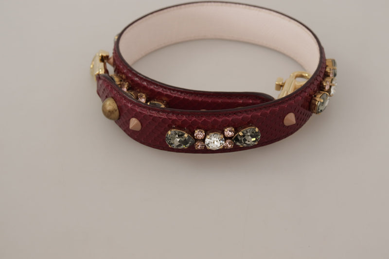 Alça de ombro para bolsa Dolce & Gabbana de couro bordô com cristais