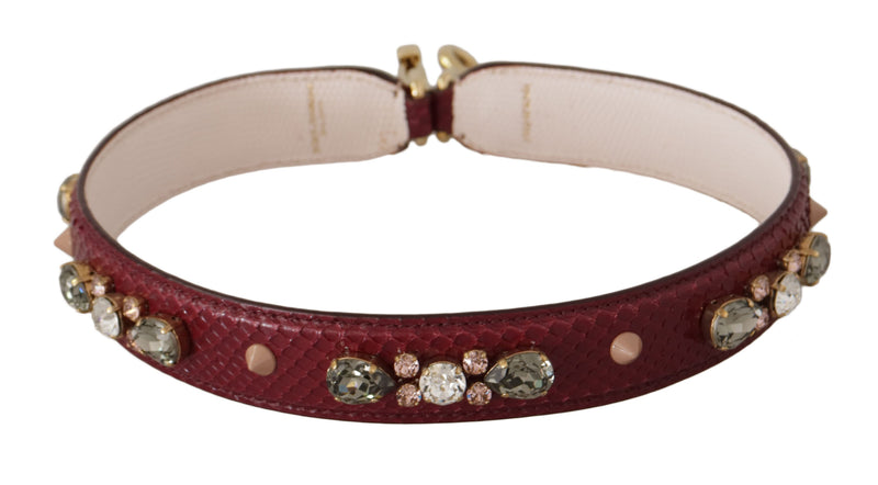 Alça de ombro para bolsa Dolce & Gabbana de couro bordô com cristais
