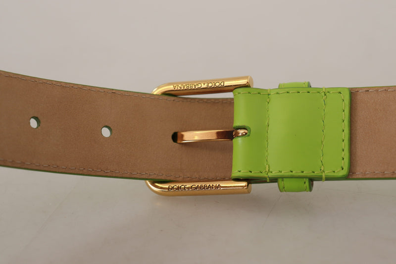 Cinto Dolce & Gabbana verde de couro com bolsa micro Devotion Heart e fones de ouvido