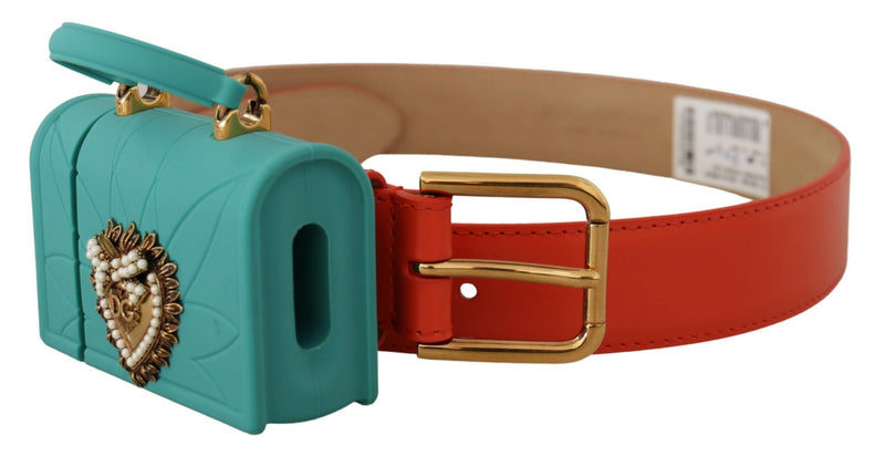 Casque à ceinture Dolce & Gabbana en cuir orange avec micro-sac Devotion en forme de cœur