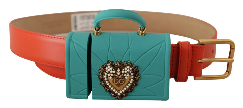 Casque à ceinture Dolce & Gabbana en cuir orange avec micro-sac Devotion en forme de cœur