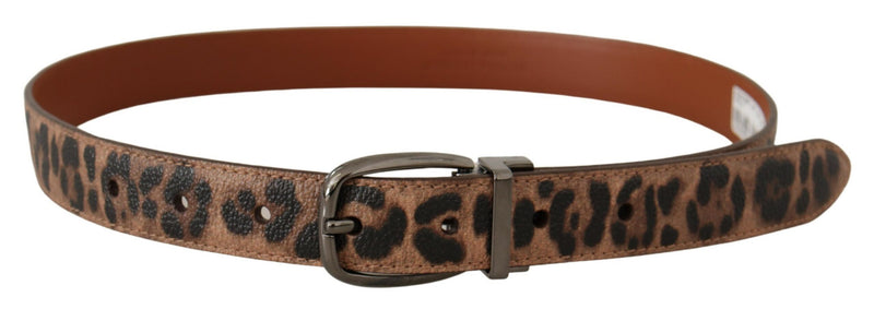 Cinto Dolce & Gabbana de couro marrom com estampa de leopardo em relevo e fivela