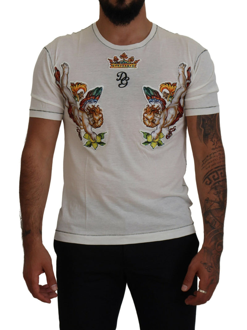 T-shirt da uomo Dolce & Gabbana bianca stampata a maniche corte