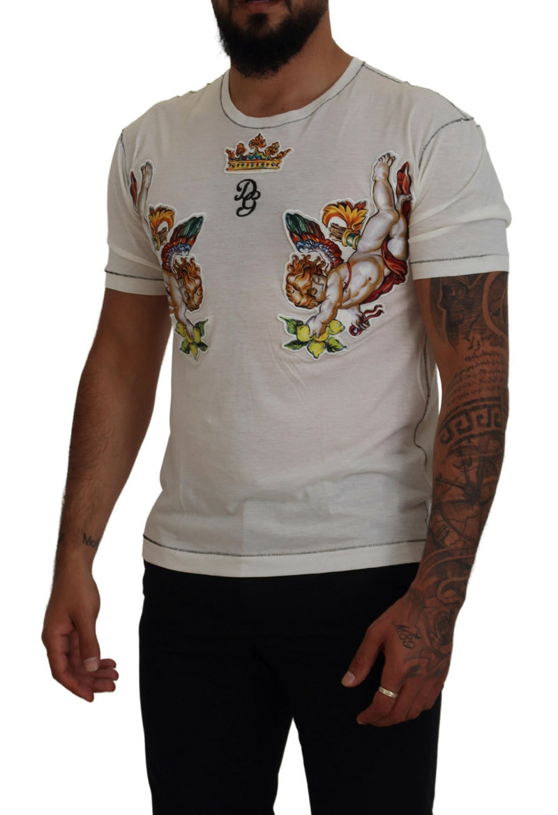 T-shirt da uomo Dolce & Gabbana bianca stampata a maniche corte