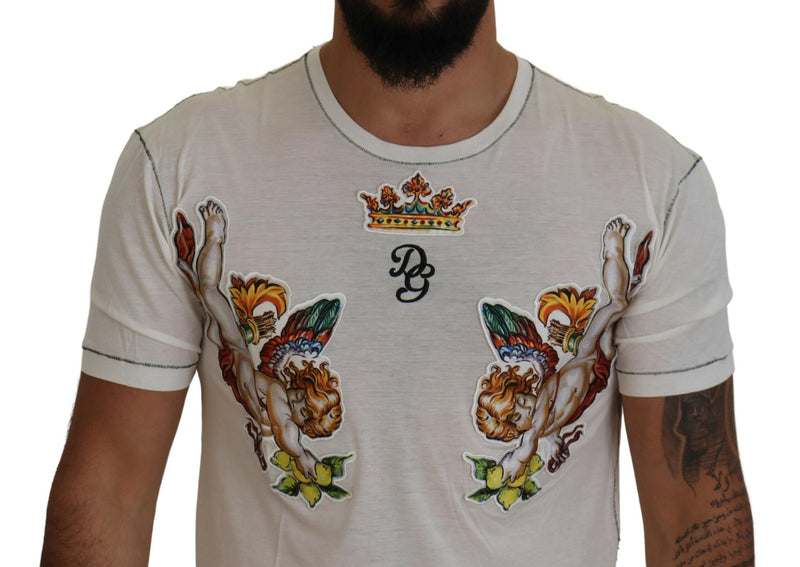 T-shirt da uomo Dolce & Gabbana bianca stampata a maniche corte