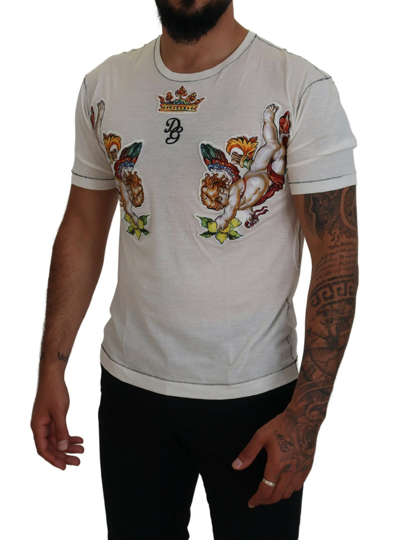 T-shirt da uomo Dolce & Gabbana bianca stampata a maniche corte
