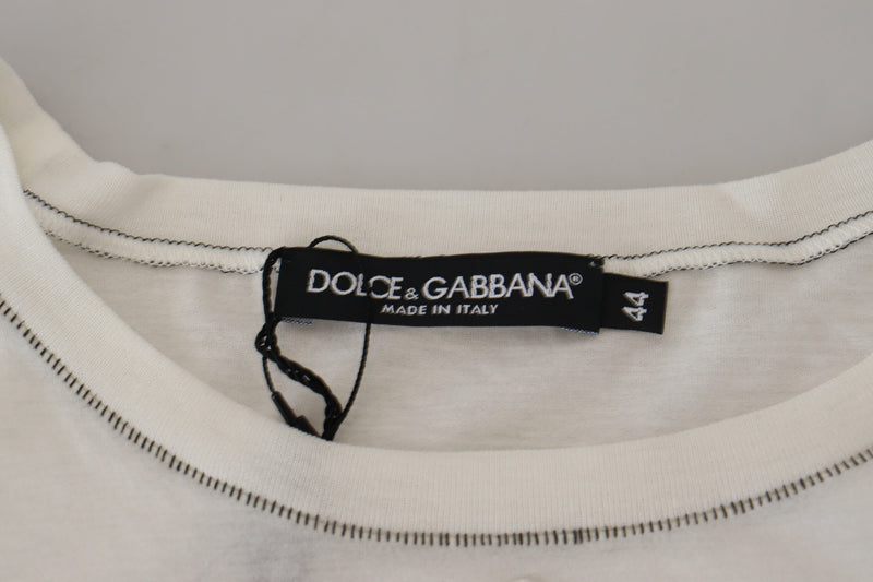 T-shirt da uomo Dolce & Gabbana bianca stampata a maniche corte
