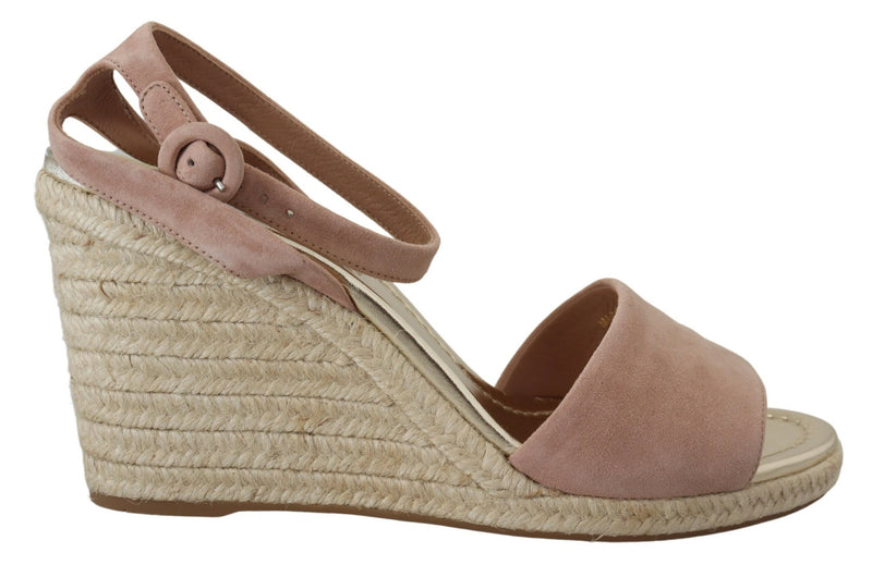 Prada Sandalias de ante rosa con tira al tobillo