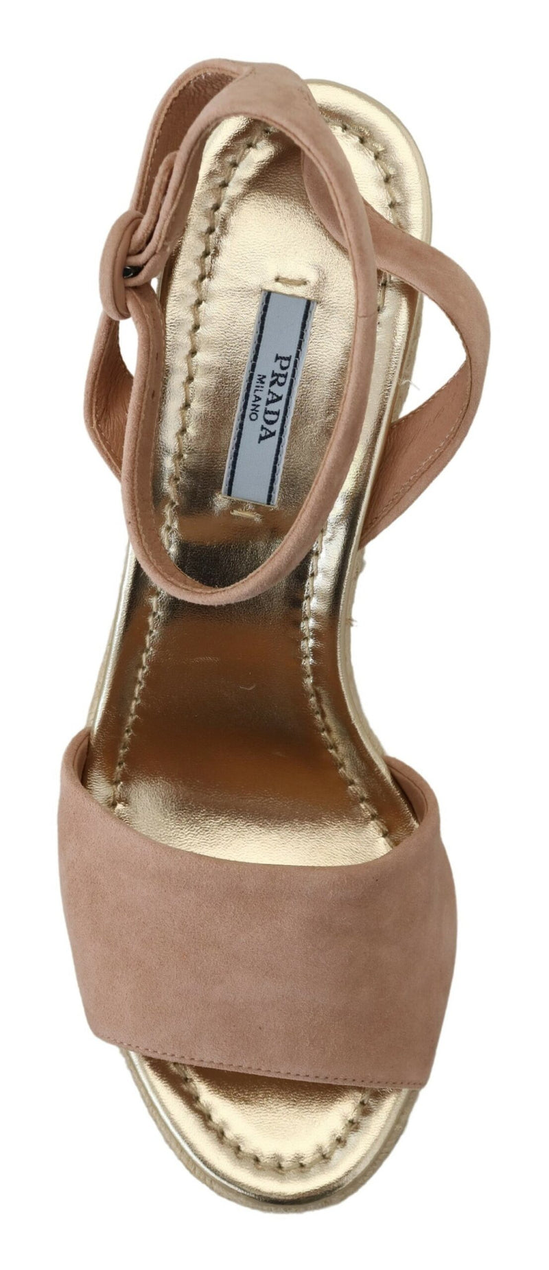 Prada Sandalias de ante rosa con tira al tobillo