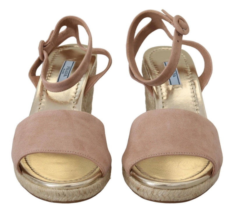 Prada Sandalias de ante rosa con tira al tobillo