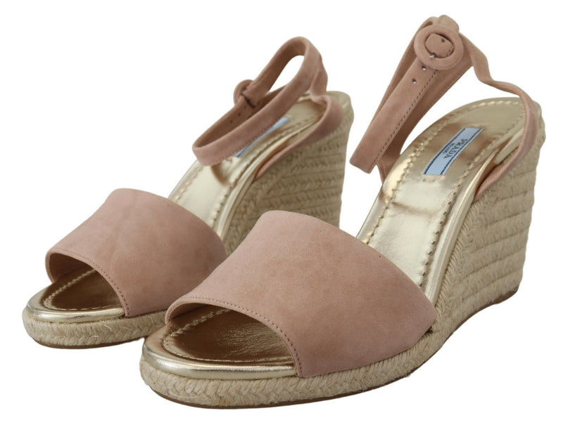 Prada Sandalias de ante rosa con tira al tobillo