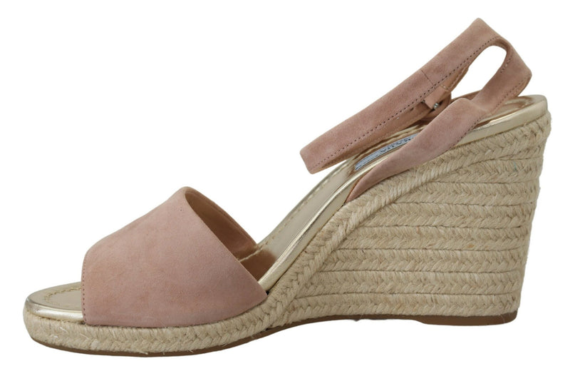 Prada Sandalias de ante rosa con tira al tobillo
