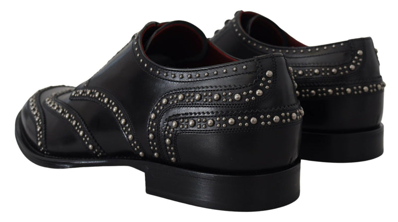 Dolce & Gabbana Zapatos Derby de vestir de piel negra con tachuelas