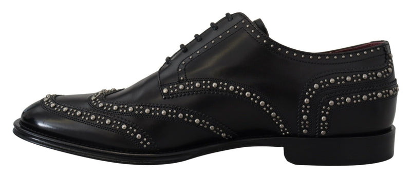 Dolce & Gabbana Zapatos Derby de vestir de piel negra con tachuelas