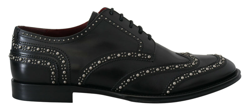 Dolce & Gabbana Zapatos Derby de vestir de piel negra con tachuelas