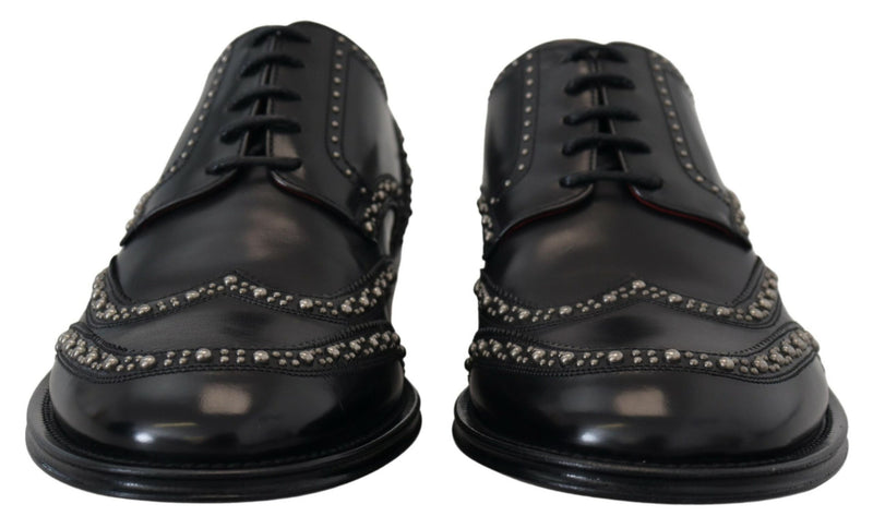 Dolce & Gabbana Zapatos Derby de vestir de piel negra con tachuelas