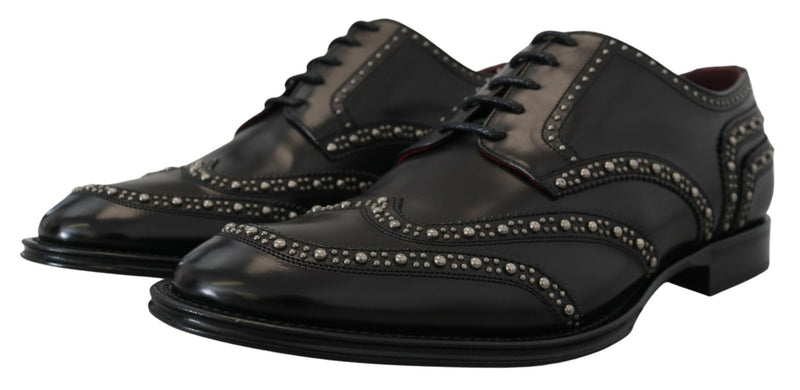 Dolce & Gabbana Zapatos Derby de vestir de piel negra con tachuelas