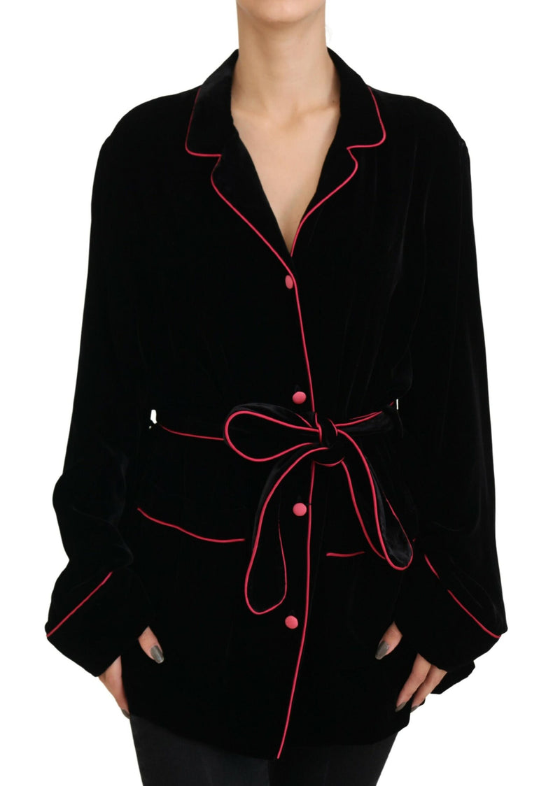 Blazer ceinturé noir à boutons Dolce & Gabbana, veste en viscose