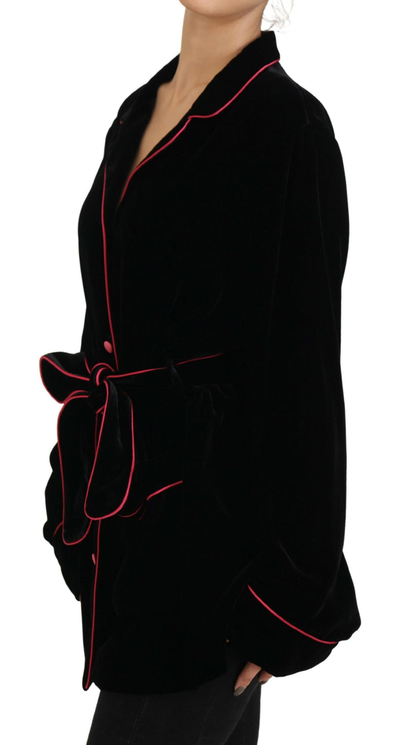 Blazer ceinturé noir à boutons Dolce & Gabbana, veste en viscose