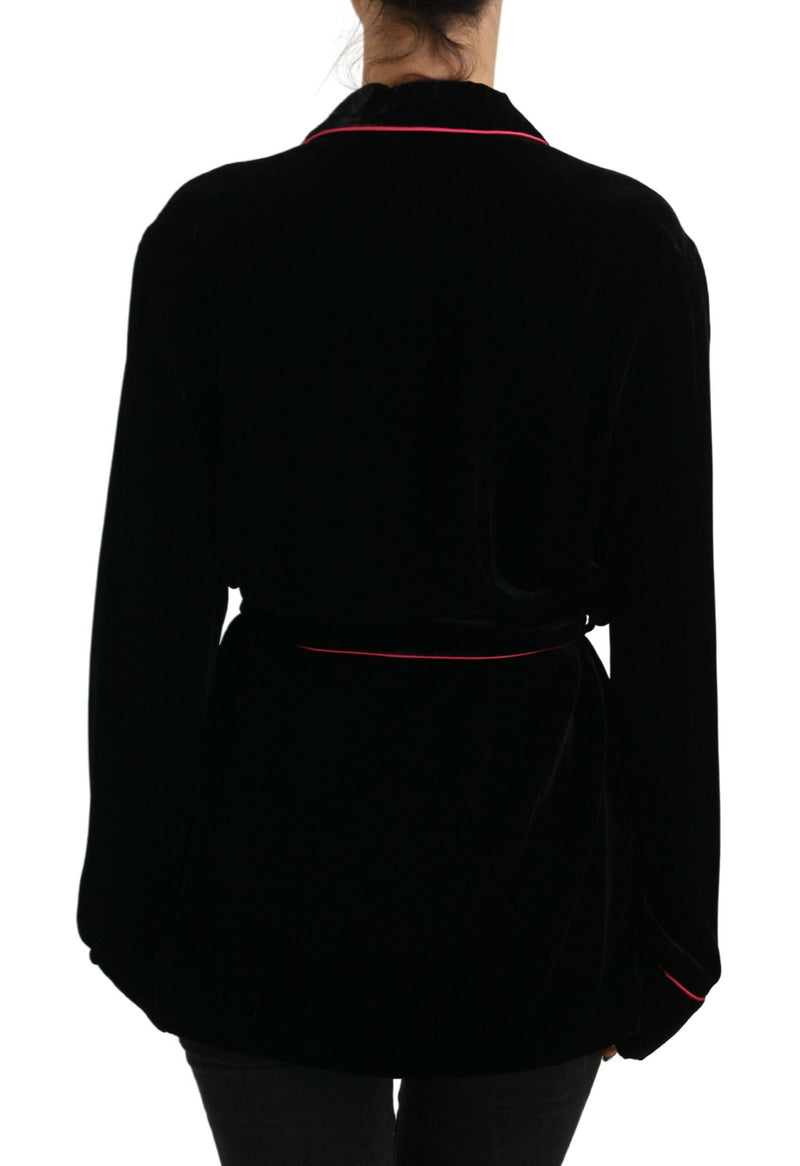 Blazer ceinturé noir à boutons Dolce & Gabbana, veste en viscose