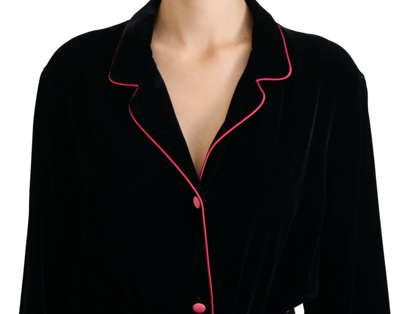 Blazer ceinturé noir à boutons Dolce & Gabbana, veste en viscose