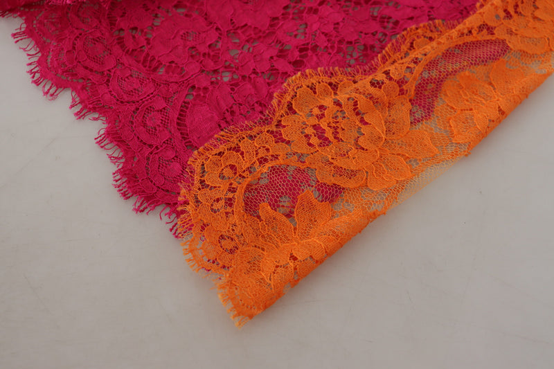 Shorts de algodón rosas y naranjas con encaje y cintura alta Dolce & Gabbana