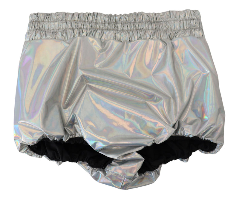 Shorts Dolce & Gabbana argentati olografici a vita alta