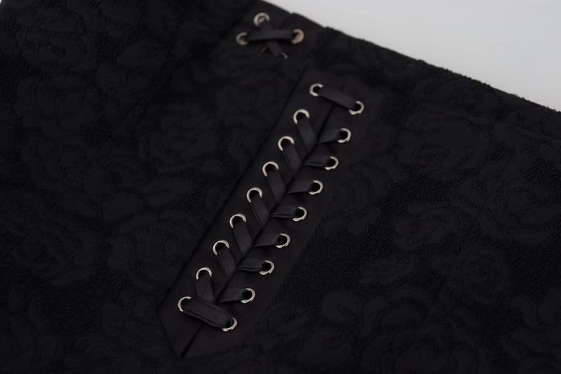 Minifalda lápiz negra de brocado, por encima de la rodilla Dolce & Gabbana