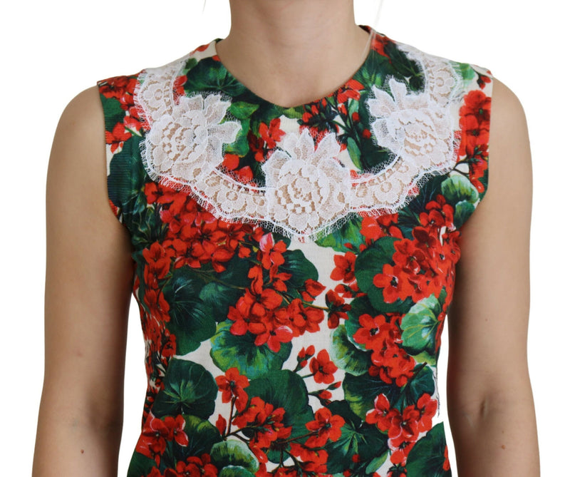 Gilet smanicato bianco in lana con pizzo floreale Dolce & Gabbana