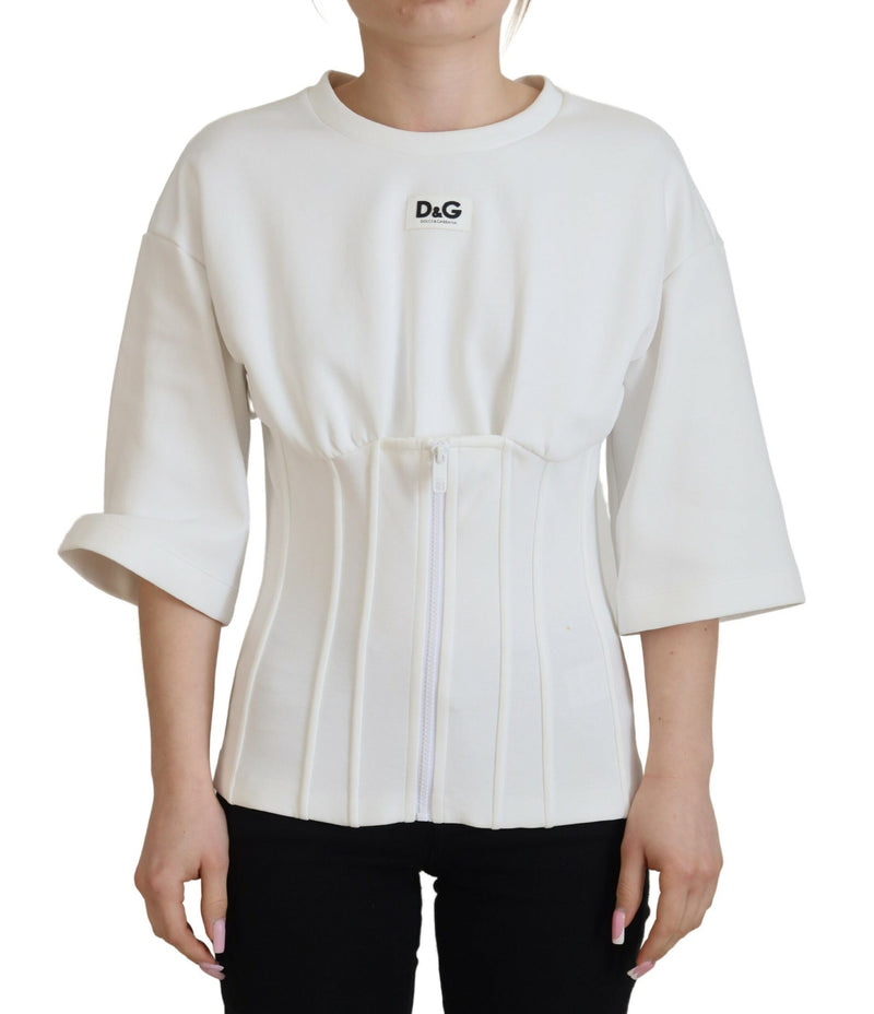 T-shirt blanc en coton extensible style corset Dolce & Gabbana