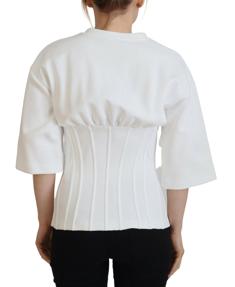 T-shirt blanc en coton extensible style corset Dolce & Gabbana