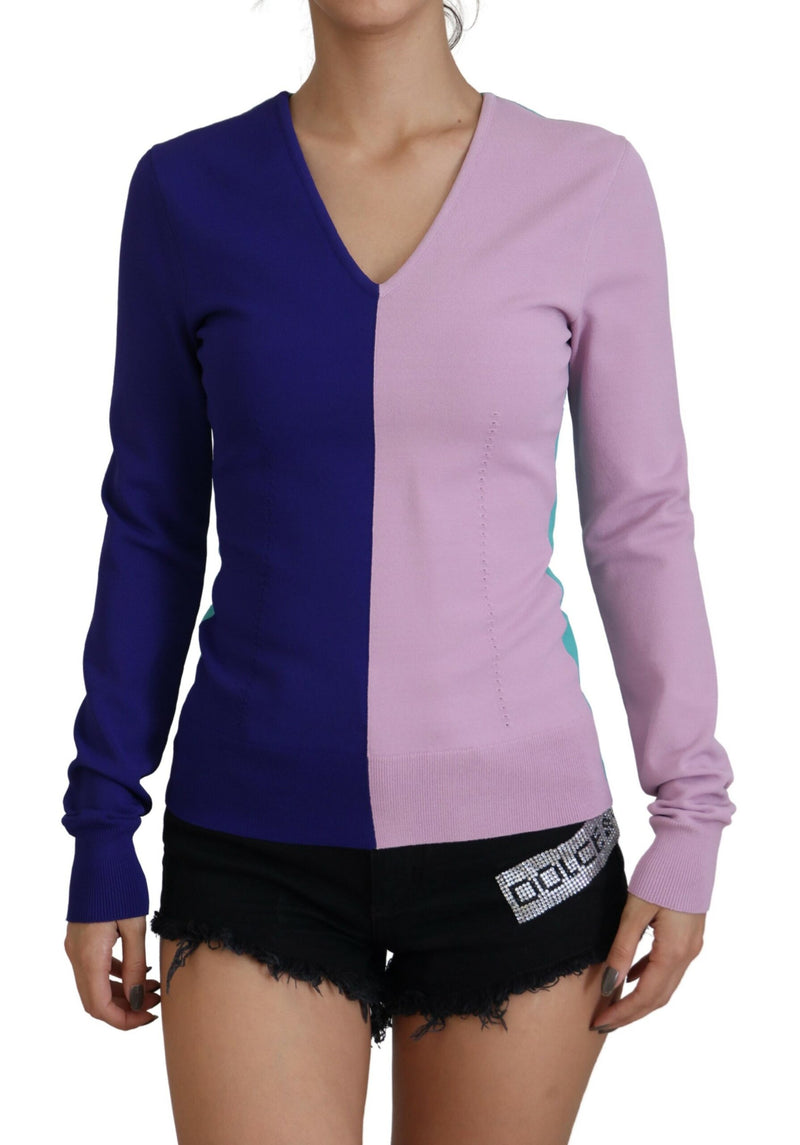 Maglione multicolore in viscosa con scollo a V e maniche lunghe Dolce & Gabbana