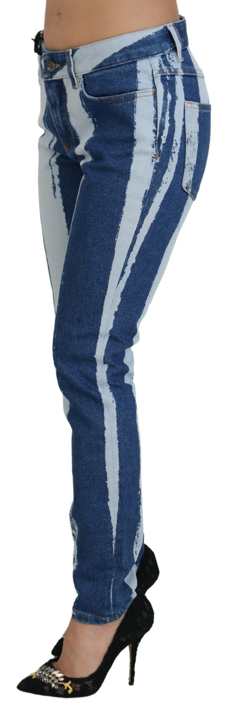 Jeans ajustados de algodón y denim azul cobalto a rayas de Dolce & Gabbana