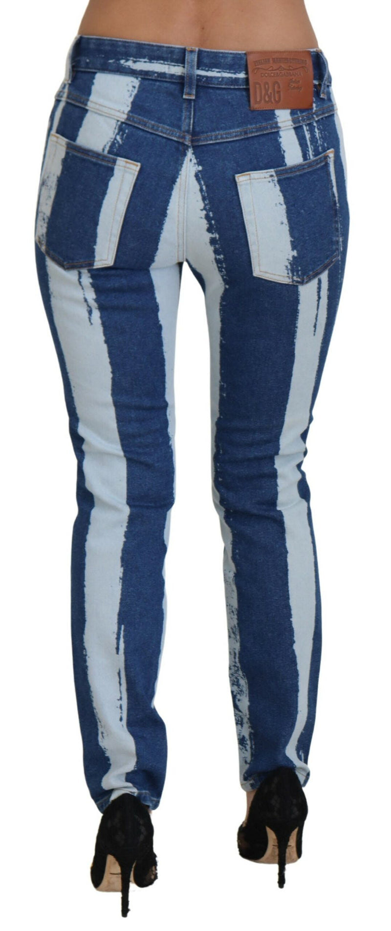 Jeans ajustados de algodón y denim azul cobalto a rayas de Dolce & Gabbana